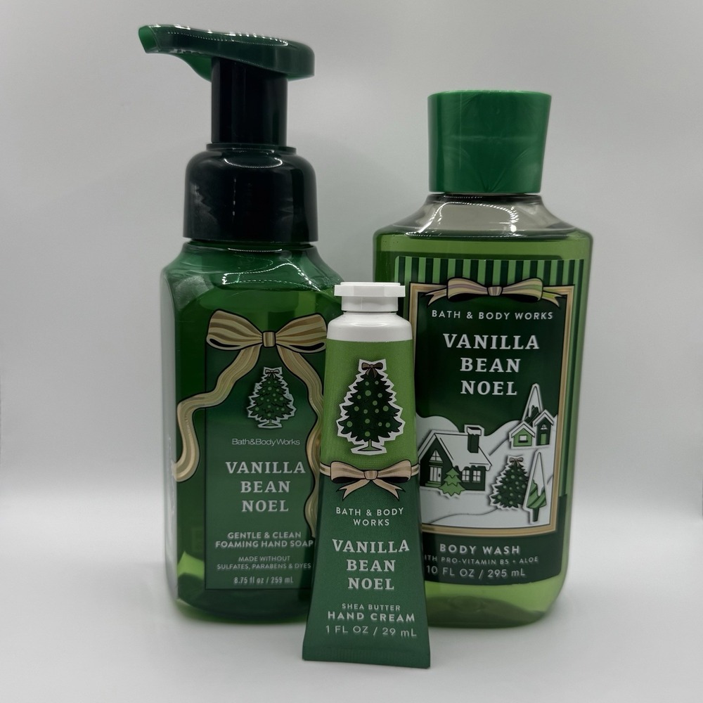 Bath & Body Works Vanilla Bean Noel Body Care Set Hand Soap,Hand Cream,Body Wash